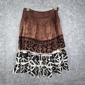 James Perse Per Se Linen Silk Skirt size 10 Fine Fringe Hem Multi Color